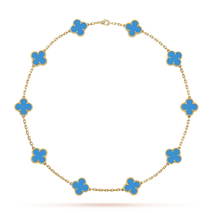 Van Cleef & Arpels Alhambra necklace 10 motifs, Agate 18K Yellow Gold (Pre-Owned)