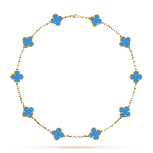Van Cleef & Arpels Alhambra necklace 10 motifs, Agate 18K Yellow Gold (Pre-Owned)