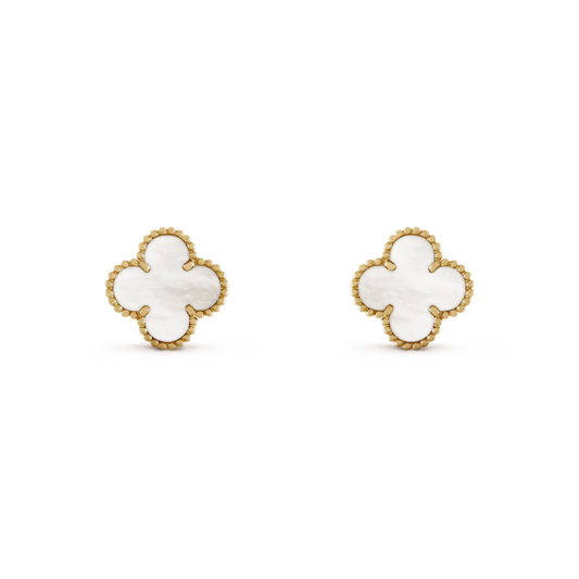 Van Cleef & Arpels Vintage Alhambra Earrings Mother of Pearl 18K Yellow Gold