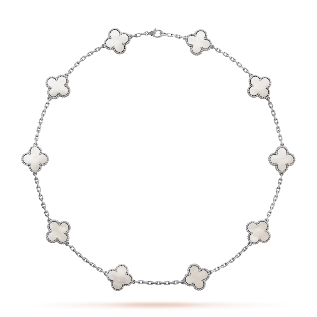 Van Cleef & Arpels Alhambra necklace 10 motifs, Mother of Pearl 18K White Gold (Pre-Owned)