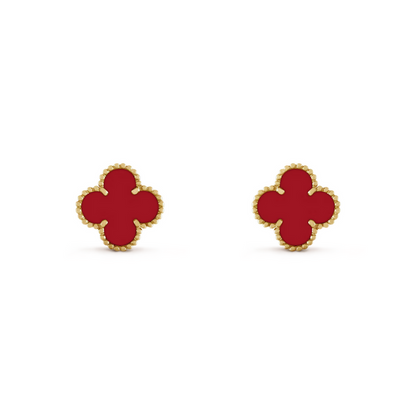 Van Cleef & Arpels Vintage Alhambra Earrings Carnelian 18K Yellow Gold - Maison d'Amour