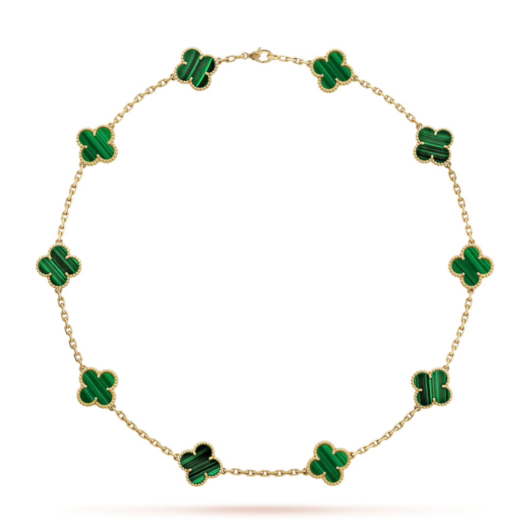 Van Cleef & Arpels Alhambra necklace 10 motifs, Malachite 18K Yellow Gold (Pre-Owned)