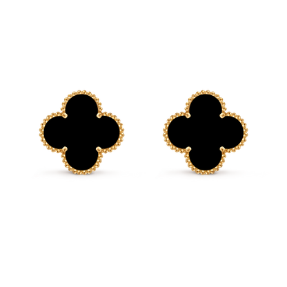 Van Cleef & Arpels Magic Alhambra Earrings Onyx 18K Yellow Gold