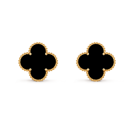 Van Cleef & Arpels Magic Alhambra Earrings Onyx 18K Yellow Gold