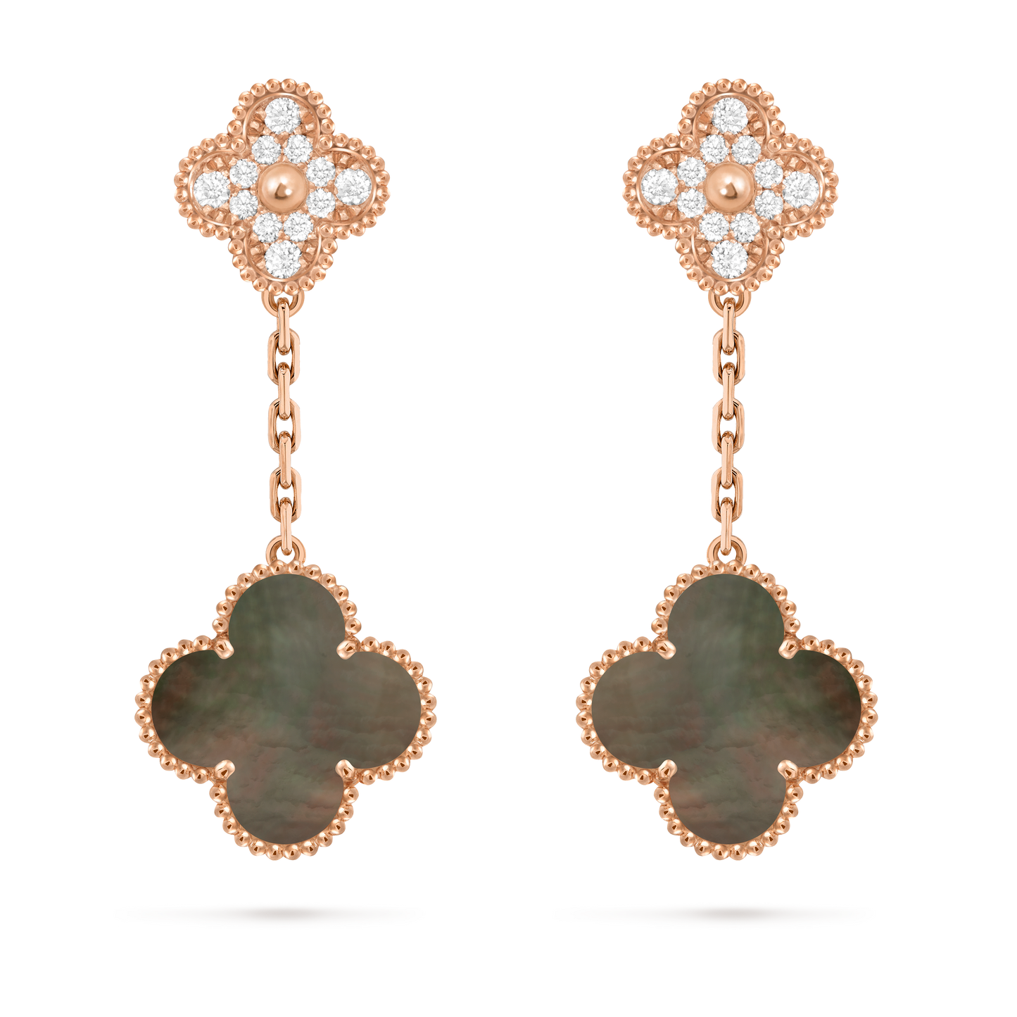 Van Cleef & Arpels 2 motifs Magic Alhambra Black Mother of Pear Diamond earrings