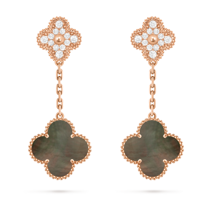 Van Cleef & Arpels 2 motifs Magic Alhambra Black Mother of Pear Diamond earrings