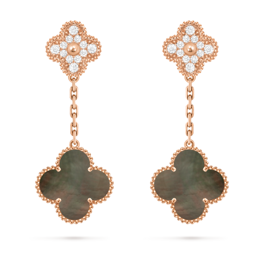Van Cleef & Arpels 2 motifs Magic Alhambra Black Mother of Pear Diamond earrings