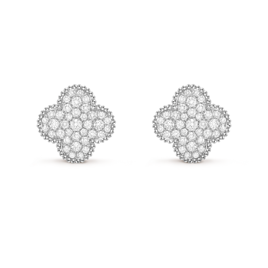 Van Cleef & Arpels Magic Alhambra Earrings Diamond 18K White Gold