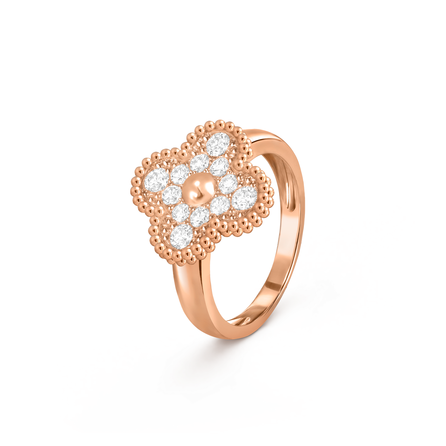 Van Cleef & Arpels Vintage Alhambra Ring Full Diamond and 18k Rose Gold