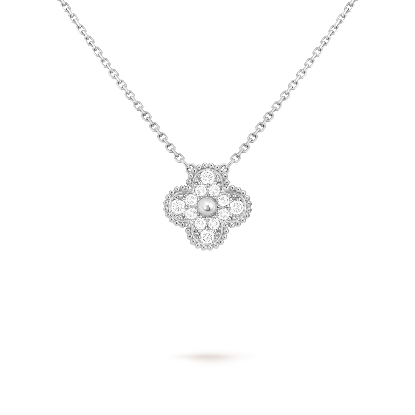 Van Cleef & Arpels vintage Alhambra pendant full diamonds 18K white gold (Pre-Owned)