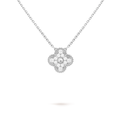 Van Cleef & Arpels vintage Alhambra pendant full diamonds 18K white gold (Pre-Owned)