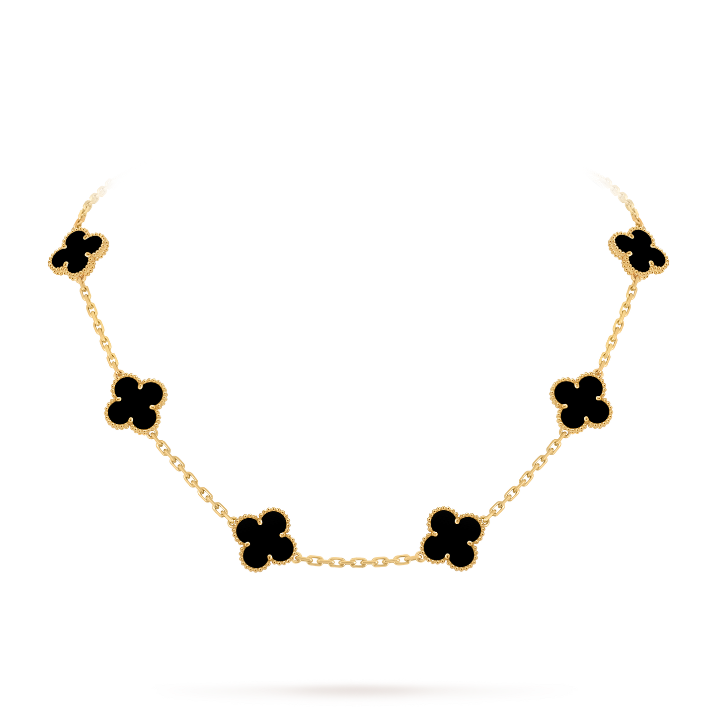 Van Cleef & Arpels Alhambra necklace 10 motifs, Onyx 18K Yellow Gold (Pre-Owned)